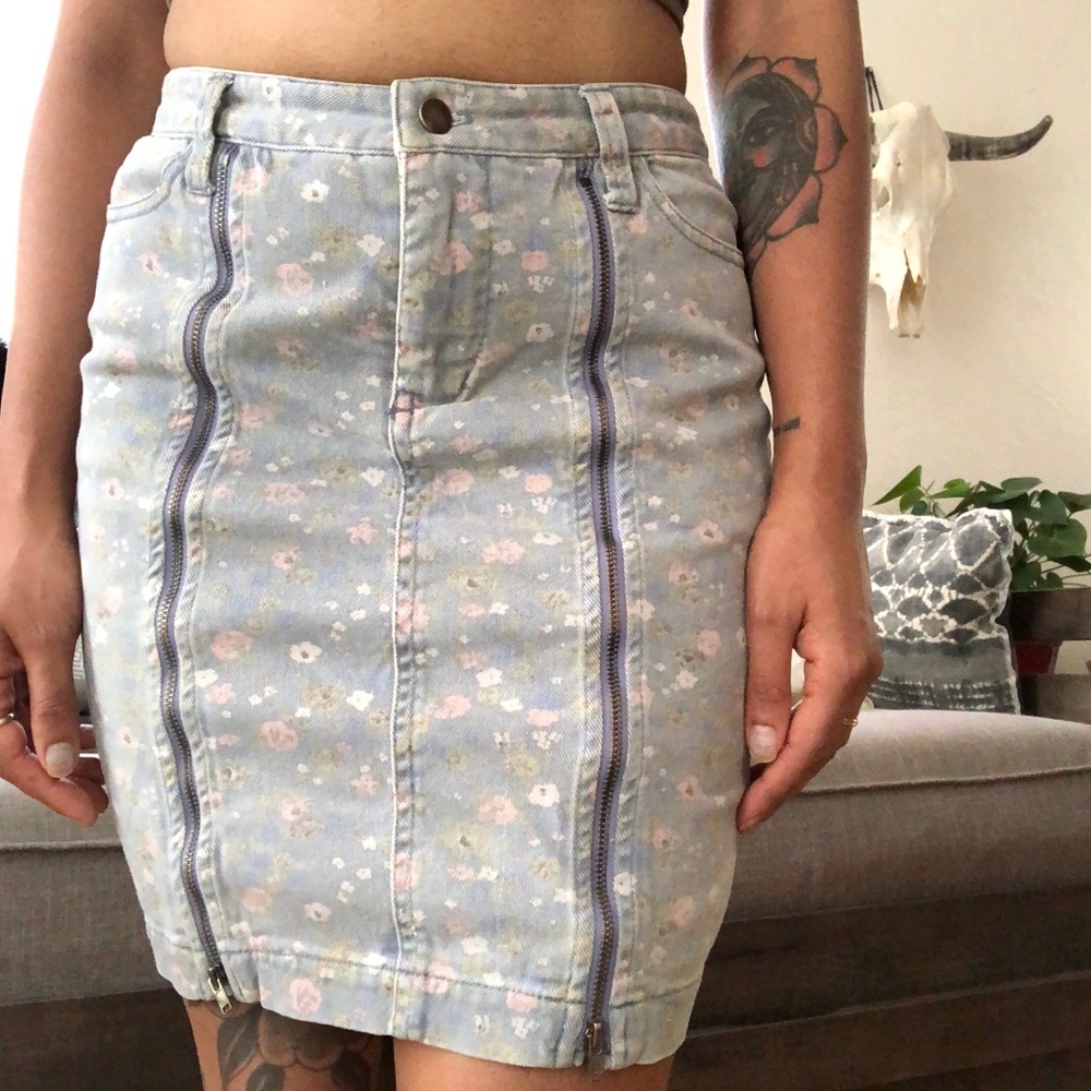 Kimchi Blue High Waist Denim Pencil Skirt - Picture 1 of 4